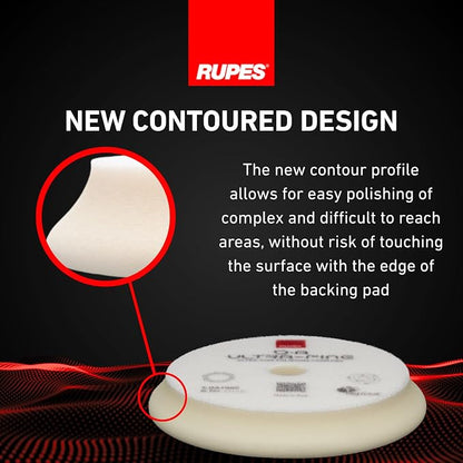 RUPES 9.DA150S Pack of 6 White D-A Ultra-Fine Polishing Foam Pads 150mm | Compatible with 5" Backing Plate | Ideal for Paint Correction & Gloss Enhancement | Extremely Fine Defect Removal