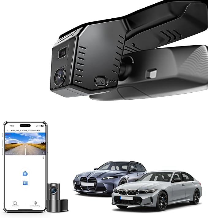 Mangoal Front 4K & Rear 1080p Dash Cam for BMW 3-Series Gen7 G20 G21 G28 2020-2026 Select 2019 M3 G80 G81(Model B), OEM Style, 2160P UHD Video, WiFi & APP, GPS, 128GB Card