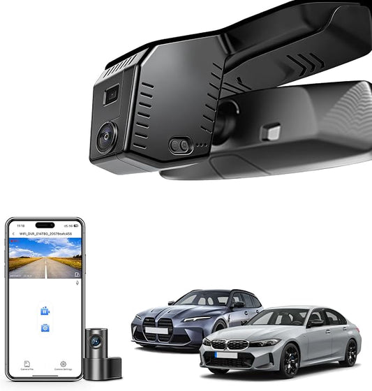 Mangoal Front 4K & Rear 1080p Dash Cam for BMW 3-Series Gen7 G20 G21 G28 2020-2026 Select 2019 M3 G80 G81(Model B), OEM Style, 2160P UHD Video, WiFi & APP, GPS, 128GB Card