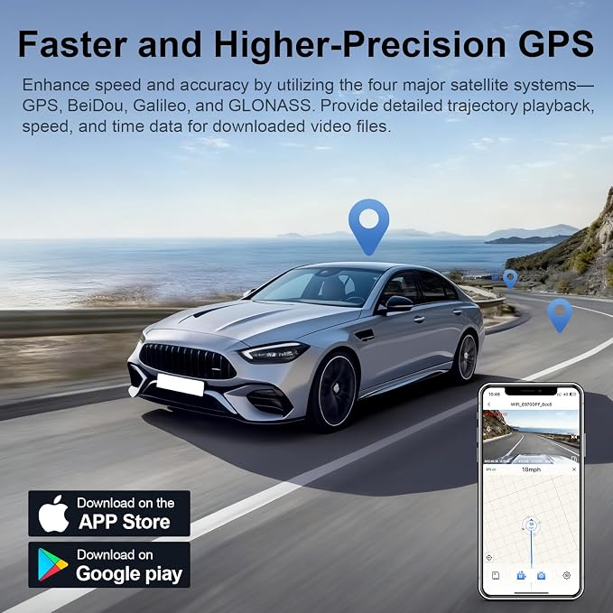 Mangoal Front 4K & Rear 1080P Dash Cam Custom fit for Toyota Tundra 2022-2026 & Sequoia 2023-2026 (Model B), Limited SR SR5 TRD Pro Limited Platinum (Gen3),UHD 2160P Video, WiFi & App, GPS, 128GB Card