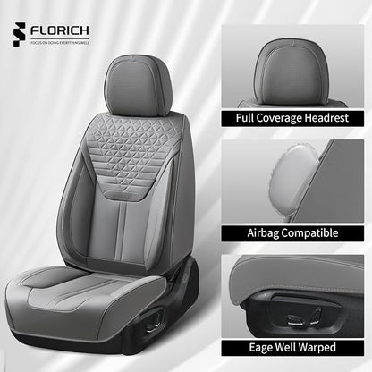 FLORICH Car Seat Covers for Front Seats, Universal Seat Cushion 2 Seats, Car Seat Protector Waterproof, Premium Leather Automotive Seat Covers for Most Cars, Sedans, SUVs, and Trucks-Gray
