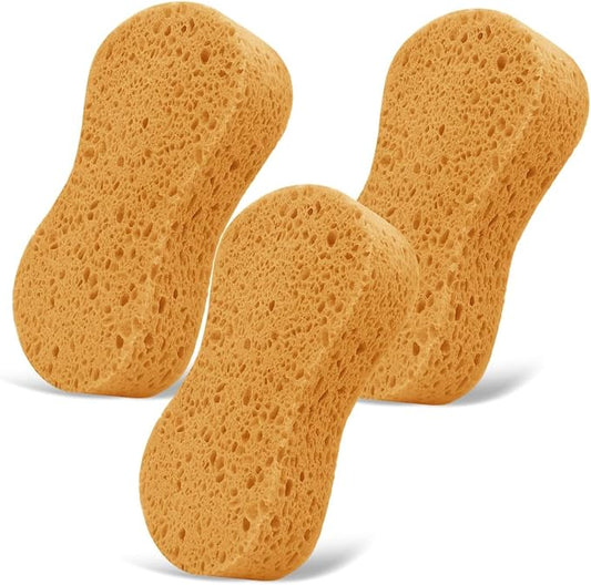3 - Pack Large Sponge, Kitchen Sponges, Handy Sponges, Cellulose Sponges, Dish Washing Sponge, Natural Sponge, Car Washing Sponge, Eco Friendly Sponge (7.68 x 3.74 x 1.38 Inch), Yellow