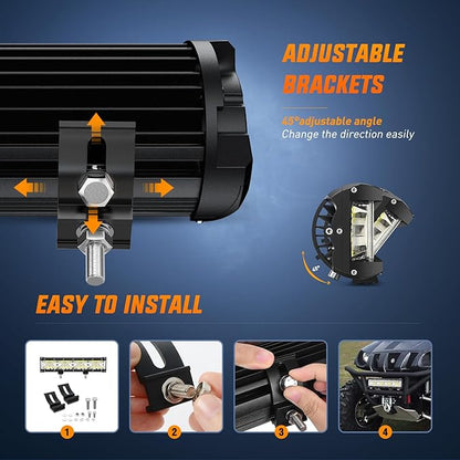 Nilight Side Shooter Light Bar 12Inch Triple Row Spot Flood Combo Work Off Road Lighting on Truck SUV ATV UTV