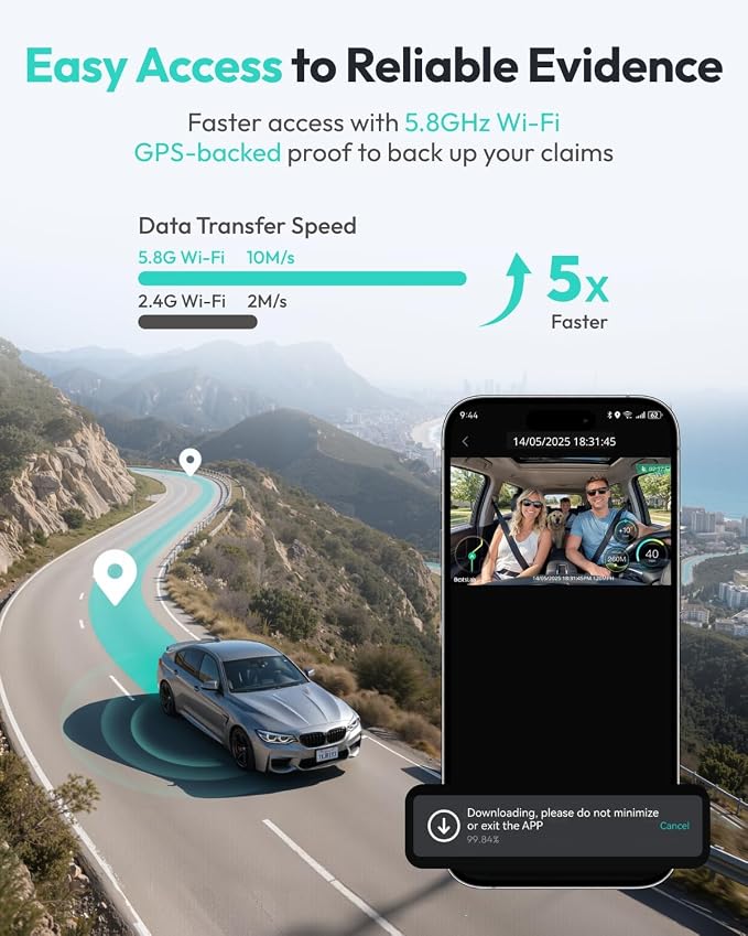 BOTSLAB 4K Dash Cam Front and Inside[2026 Upgraded],5.8G WiFi Dual Dash Camera for Car,HDR IR Night Vision,3.18”Touch Screen,GPS,G-Sensor,24/7 Parking Mode,Voice Control,Rideshare Uber Lyft(No SDcard)