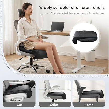 FLORICH Car Seat Extender Leg Support Cushion for Driver Seats Office Chair, Leather Memory Foam Widened seat Cushion for Long Drivers Universal Car Seat Cushion Legs Rest Pads-Dark Black