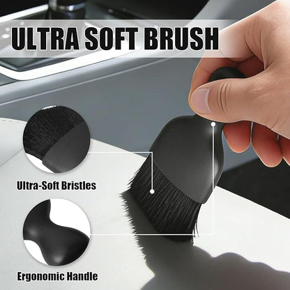 7PCS Car Detailing Brush Set, Soft Boar Hair Brush, Car Interior Detail Brush, Fiber Brush, Car Dust Removal Brush, Car Cleaning Gel, Cleaning Tool Set Suitable for Trucks, Cars, RVs, SUVs
