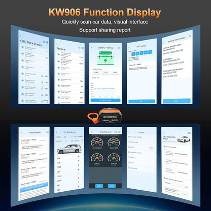 KONNWEI KW906 OBD2 Scanner Bluetooth, Professional Code Reader & Scan Tool for All Cars, Automotive Diagnostic Tool to Check Engine Light & Clear Fault Codes, Auto Scan, Live Data, Battery Test