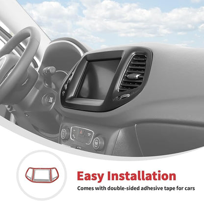 Linskip Information Screen Trim Compatible with 2017 2018 2019 2020 2021 Jeep Compass, Air Vent Covers for Jeep Compass Interior Accessories(Matte Black)