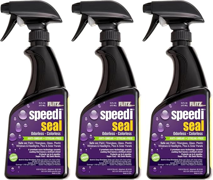 Flitz Speedi Seal - 16oz Bottle of USA-Made Ceramic Coating for Cars to Polish & Protect for Up to 6 Months - Works on Paint, Fiberglass, & More - Streak-Free Ceramic Spray Sealant (3 Pack)