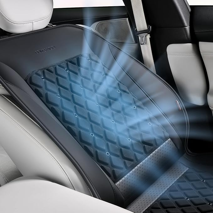 Coverado 12V-24V Ventilated Cooling Car Seat Cover Front Seat, Upgraded 3 Adjustable Wind Speeds Long Lasting Coolness Summer Driving Seat Cushion Universal Fit for Car SUV Truck, Classic Black