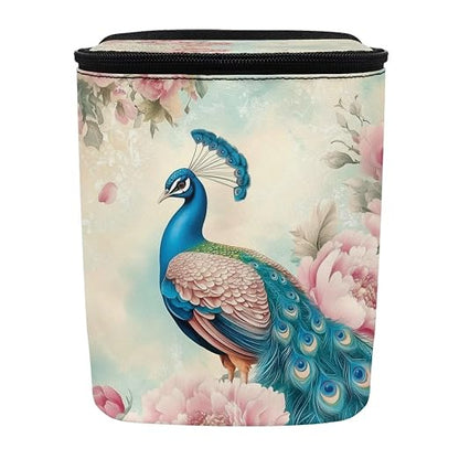 Talayituse Vintage Peacock Flower Print Car Trash Bin, Large Size Auto Trash Can Adjustable Portable Garbage Can with Lid, Vehicle Hanging Bag for Headrest Front Back Seat