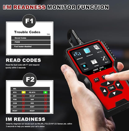 V519 OBD2 Diagnostic Scanner Tool - Vechicle Check Engine Light Code Reader with Battery Voltage Tester, I/M Readiness, Reset, and Code Eraser for All OBDII Car Since 1996 Red