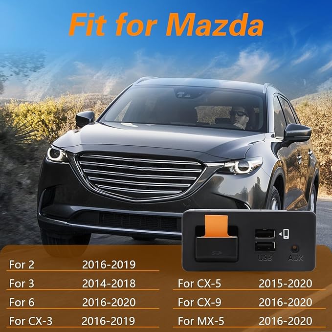 FUSCH Wired Carplay and Android Auto Retrofit Kit Media Hub Fits to MZD Connect System Compatible with Mazda 2/3/6/CX3/CX5/CX9/MX5 2014-2020 Replace#TK78-66-9U0C 00008FZ34 K1414（NEW P2 Version）