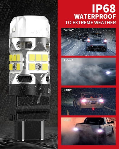 LASFIT T3 3157 LED Bulb for Reverse lights Built In Resistor Canbus Ready 4114 3156 3057 4157 4057 3457 LED White Bulb for Backup Tail Parking Brake Daytime Running Light Side Marker Turn Signal(2pcs)