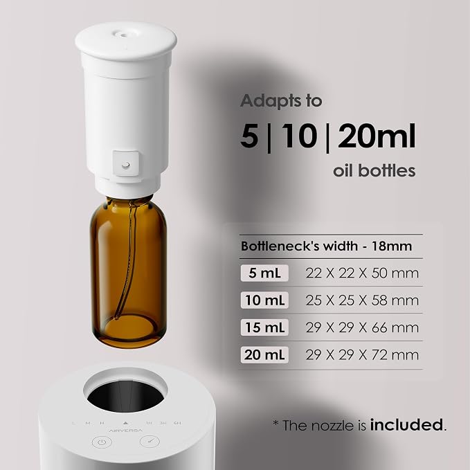 Airversa Waterless Diffuser for Essential Oil, Car Diffsuer, Battery Operated Nebulizer, 0.7 Fl Oz/ 20mL, Mini Scent Air Machine, 3 Timers & 3 Mist Levels for Home, Room, Car, Office - AN6 Green Lily