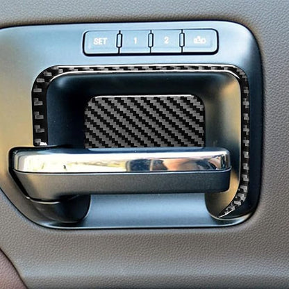 Real Premium Carbon Fiber Fit for Chevy Silverado/GMC Sierra 1500 2014-2018 for 2500/3500HD 2015-2019 Car Door Bowl Handle Kit Panel Trim Decals Sticker Auto Interior Accessories Cover Black