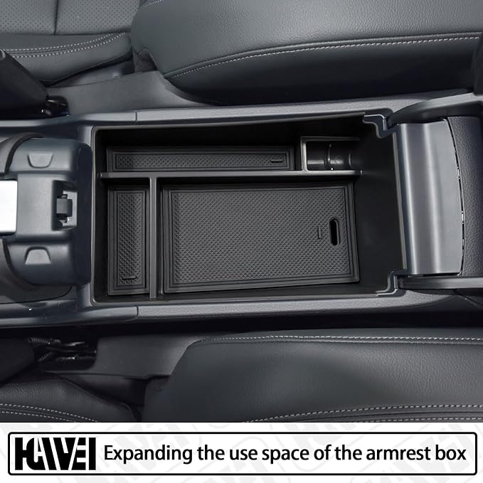 HGWEI Center Console Organizer Tray Compatible with Honda HRV 2023 2024 2025 2026 2027 Accessories, Armrest Storage Box for HRV EX/EX-L/LX/SE/Sport/Touring,Black Trim