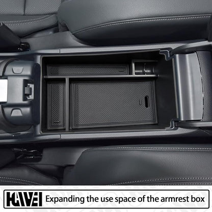HGWEI Center Console Organizer Tray Compatible with Honda HRV 2023 2024 2025 2026 2027 Accessories, Armrest Storage Box for HRV EX/EX-L/LX/SE/Sport/Touring,Black Trim