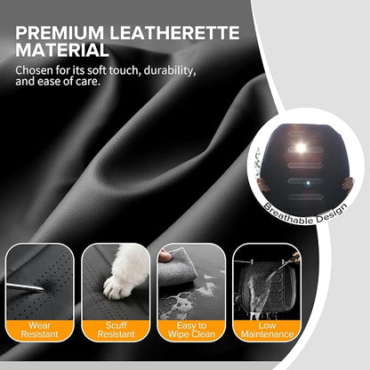 CAPITAUTO 2 Pack Bottom Car Seat Cover, Dual Storage Pockets Luxury Faux Leather Front Seat Covers for Cars, Super Breathable, Anti-Slip, Full Wrapping Edge - Fit for Most Sedans SUV Trucks (Black)
