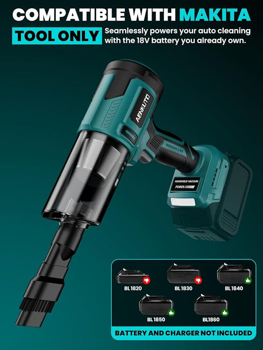 Handheld Electric Vacuum Cleaner Compatible with Makita 18V Battery, Portable Handheld Vacuum for Pet Hair & Sand, Capable of Quick Vehicle Interior & Garage Cleanup, (Battery Not Included)