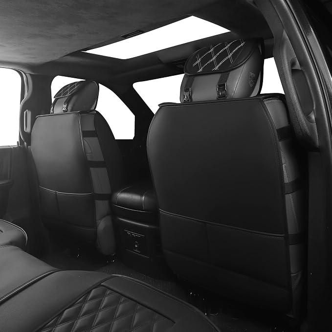 JOJOBAY Car Seat Covers for Dodge Ram,Fit 2009-2025 1500/2500/3500 HD Pick-up Truck,Crew,Regular,Quad,Mega Cab,Waterproof Synthetic Leather Seat Covers(5PCS-Full Set,Black-White)