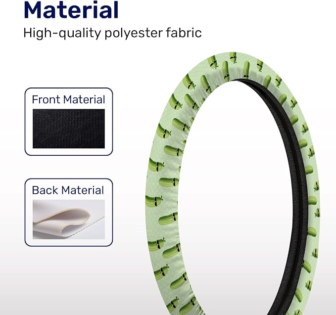 GENANY Funny Pickle Steering Wheel Cover, Non Slip Polyester Car Wheel Protector for Car SUV Truck, Universal 15 Inch