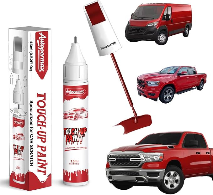Flame Red(PR4) Car Touch Up Paint for Ram, Color Accurate Two-In-One Car Paint Scratch Repair Pen, Professional Scratch Remover for Vehicles Chips and Nicks Scuff