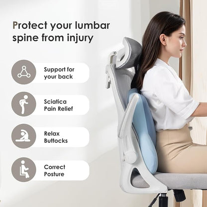 FLORICH Lumbar Support with Car headrest Back Pillow for Chairs Headrest Pillow for Car Ergonomic Ultrathick Memory Foam Back Pillow for Office Chair (Dark Blue)