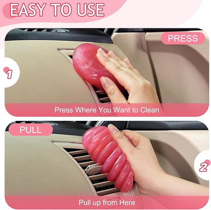 TeSabMi Car Cleaning Gel Car Cleaning Putty Car Putty Car Interior Cleaner Car Slime Car Detailing Kit Car Accessories Gifts for Dad Men Him Women Stocking Stuffers Pink