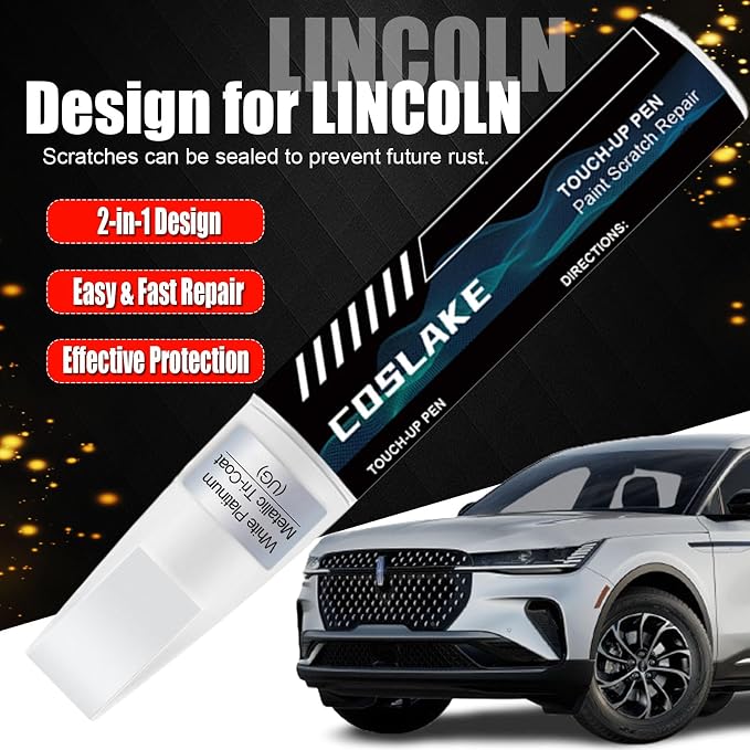 Car Touch Up Paint(Silver Radiance(JS)) for LINCOLN, Car Paint Scratch Repair Kit, Quick & Easy Solution to Repair, 2 in 1 Scratch Remover Pen with 2PCS Disposable Micro Applicators