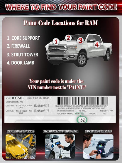 Flame Red(PR4) Car Touch Up Paint for Ram, Color Accurate Two-In-One Car Paint Scratch Repair Pen, Professional Scratch Remover for Vehicles Chips and Nicks Scuff