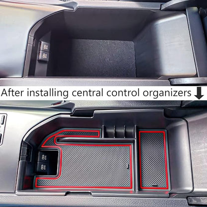 TACORBO Center Console Organizer Compatible with Toyota Camry XLE/XSE 2018-2024 and Camry LE/SE 2020-2024 Accessories, Hybrid Armrest Insert Tray, (not for 9th), Red Trim
