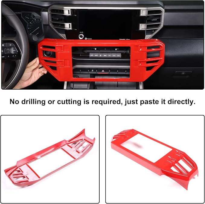 Aunginsy Center Console Air Outlet Trim Cover Compatible with Toyota Tundra/Sequoia 2022-2026, ABS Air Conditioning A/C Vent Panel Large Frame Decorative Cover Protector Accessories, For 8-inch Screen