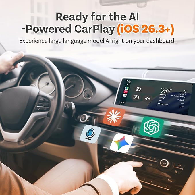 Ottocast Mini Core 2026, 2-in-1 Wireless CarPlay Adapter & Android Auto Adapter – Auto-Switch, Plug & Play, WiFi 6, Fast Reconnect, Mini & Stable
