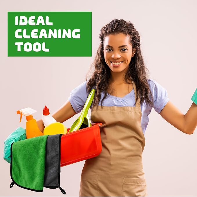 Tallew 50 Pcs Microfiber Towels:16"x16" Microfiber Drying Towels Bulk Micro Fiber Car Cleaning Cloth for Cars Drying Washing Polishing Office Windows Cleaning Household Supplies (Green,Gray)