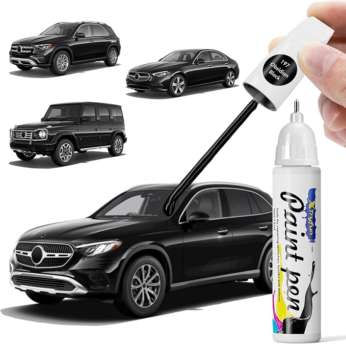 197 Obsidian Black Touch Up Paint Compatible with Mercedes Benz, DIY Car Paint Scratch Repair, Quick & Easy Fix Automotive Scratch Repair for A/B/AMG/C/E/S/G/CLA/CLE/GLA/GLC/GLE/GLS/EQE