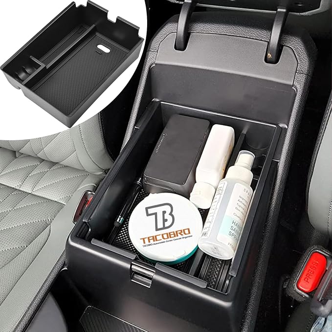 TACORBO Center Console Organizer Compatible with Kia Sportage 2023 2024 2025 2026 NQ5 Accessories, 5th Generation Sportage Armrest Insert Tray Secondary Storage Box floor mats, ABS Material Black Line