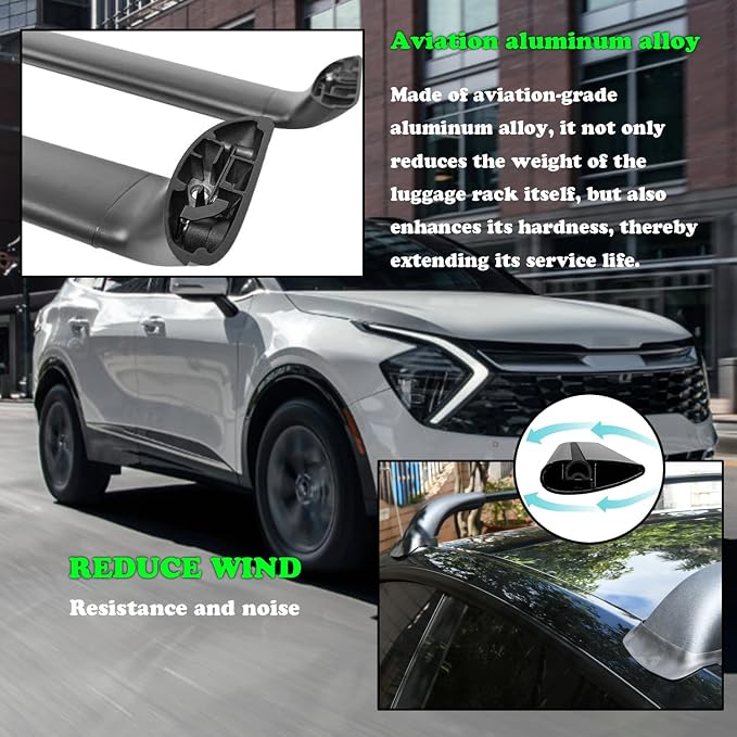 Roof Rack Cross Bars Compatible with 2023 2024 KIA Sportage SX & SX Prestige with Raised Side Rails,Aluminum Heavy Duty Roof Rails Cross Bars for Rooftop Cargo Carry Luggage Kayak Canoe Bike Snowboard
