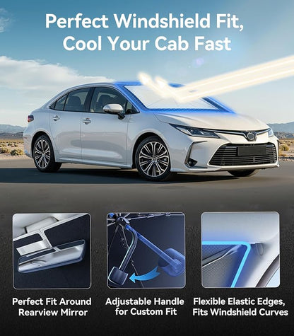 Nmoiss Windshield Sun Shade Umbrella for Toyota Corolla 2020-2026 Accessories, [Vinyl Coating Heat Shield] Protect Car from Sun Rays & Heat Damage Keep Cool and Protect Interior