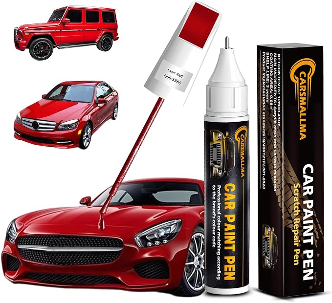 Car Touch Up Paint(590/3590 Mars Red) for Mercedes-Benz, Color Accurate Car Scratch Repair Remover Pen,Auto Paint Quick and Easy to fix vehicle Chips and Nicks Scuff