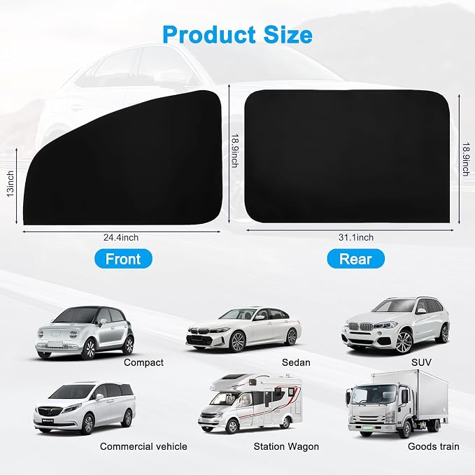 Ovege Car Window Shades Magnetic 4pcs-Blackout Side Window Shade for Baby in Car Privacy Curtain UV Protection