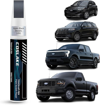 Car Touch Up Paint(Agate Black Metallic(UM)) for Ford, Car Paint Scratch Repair Kit, Quick & Easy Solution to Repair, 2 in 1 Scratch Remover Pen with 2PCS Disposable Micro Applicators