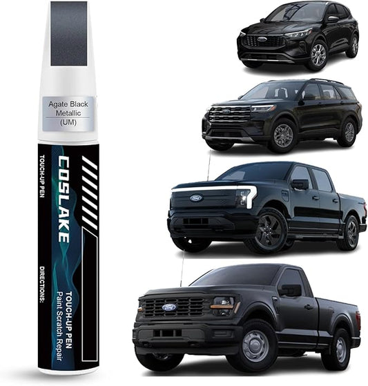 Car Touch Up Paint(Agate Black Metallic(UM)) for Ford, Car Paint Scratch Repair Kit, Quick & Easy Solution to Repair, 2 in 1 Scratch Remover Pen with 2PCS Disposable Micro Applicators