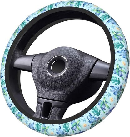 Sea Turtle Steering Wheel Cover Anti-Slip,Sweat Absorption Universal 15 inch Steering Wheel Covers Cute car Accessories for Men Women