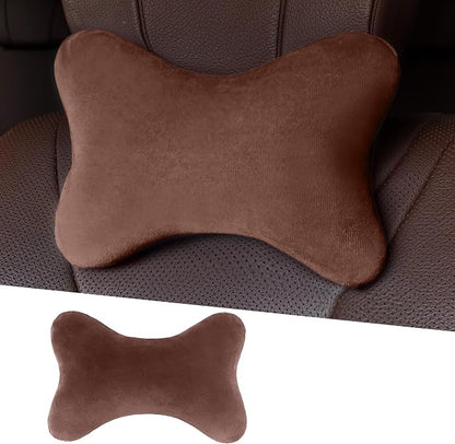 Car Headrest Pillow, Soft Comfortable Memory Foam Automotive Neck Pillow Cushion for Neck Pain Pressure Relief, Universal Fit (Brown)