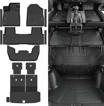 Floor Mats for Honda Pilot 2023-2025 2026, Trunk Mat with Backrest Mat & Door Sill Guard All Weather TPE Protector for Honda Pilot Accessories