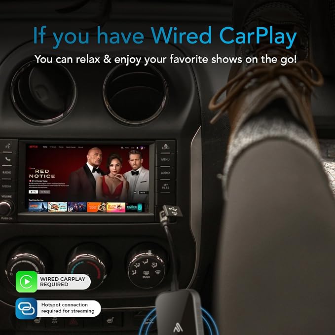 AUTOSKY LITE Box S 2026 – Wireless Adapter for CarPlay & Android Auto – Powerful New Processor – Netflix & YouTube via Phone Hotspot – Stable, Easy Plug & Play