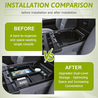 HGWEI Center Console Organizer Compatible with 2014-2018 Chevy Silverado/GMC Sierra 1500 & 2015-2019 2500HD/3500HD Interior Accessories, Middle Armrest Storage Box Insert Tray (Fit Jump Seat ONLY)