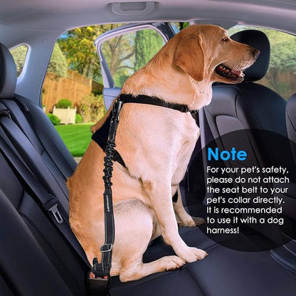 URPOWER 3-in-1 Dog Seat Belt for Car, 2 Pack Adjustable Bungee Dog Car Harness with Seatbelt Buckle & Latch Hook, Reflective & 360° Swivel Heavy Duty Pet Safety Belts for Dogs and Cats