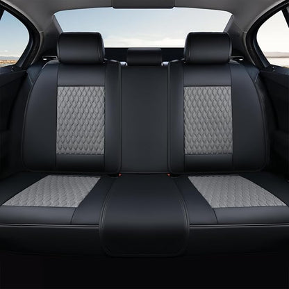 Coverado Leather Rear Seat Covers for Cars, Waterproof Back Seat Cover, Universal Automotive Seat Cushion Protector for Most Cars Trucks SUV (Black&Gray)